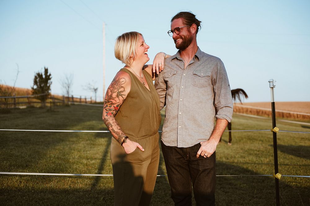 Caucasian couple having a great time together