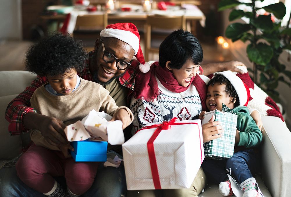 A black family enjoying Christmas holiday