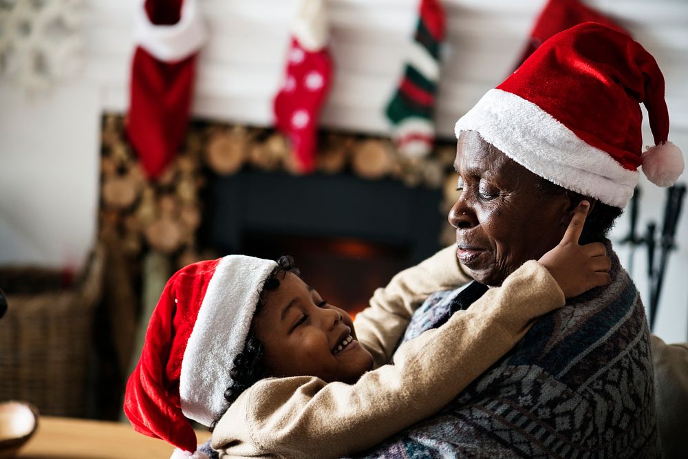 Black family enjoying Christmas holdiay