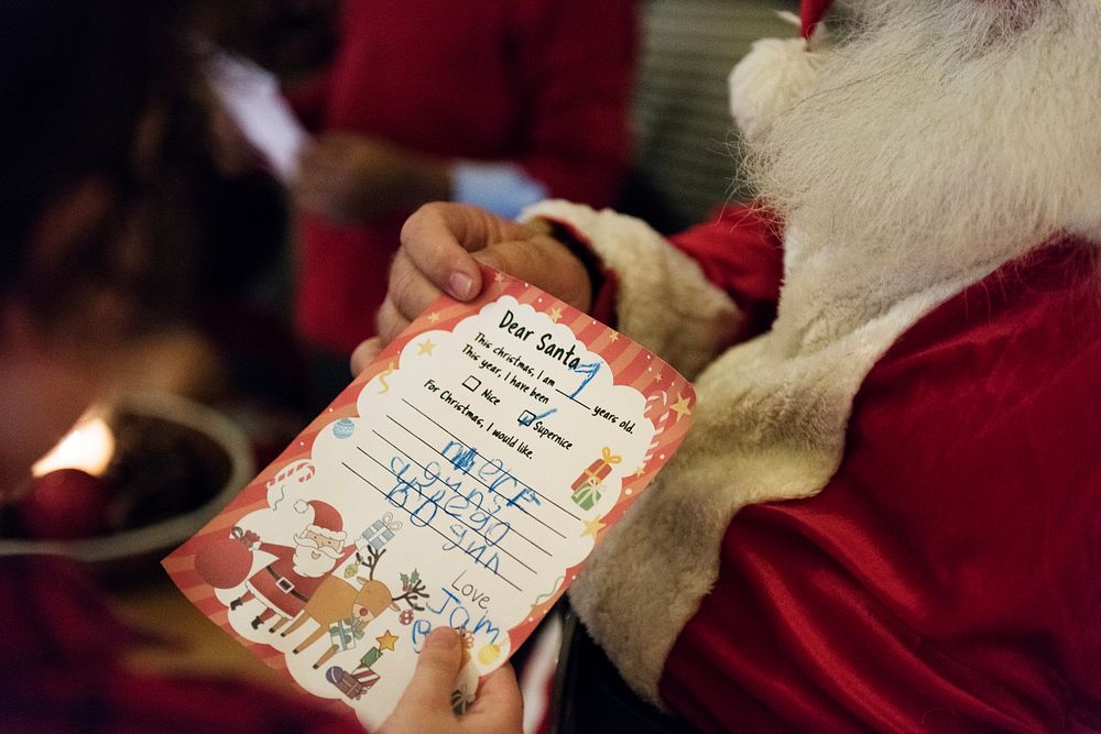 Santa claus reading kid wishlist