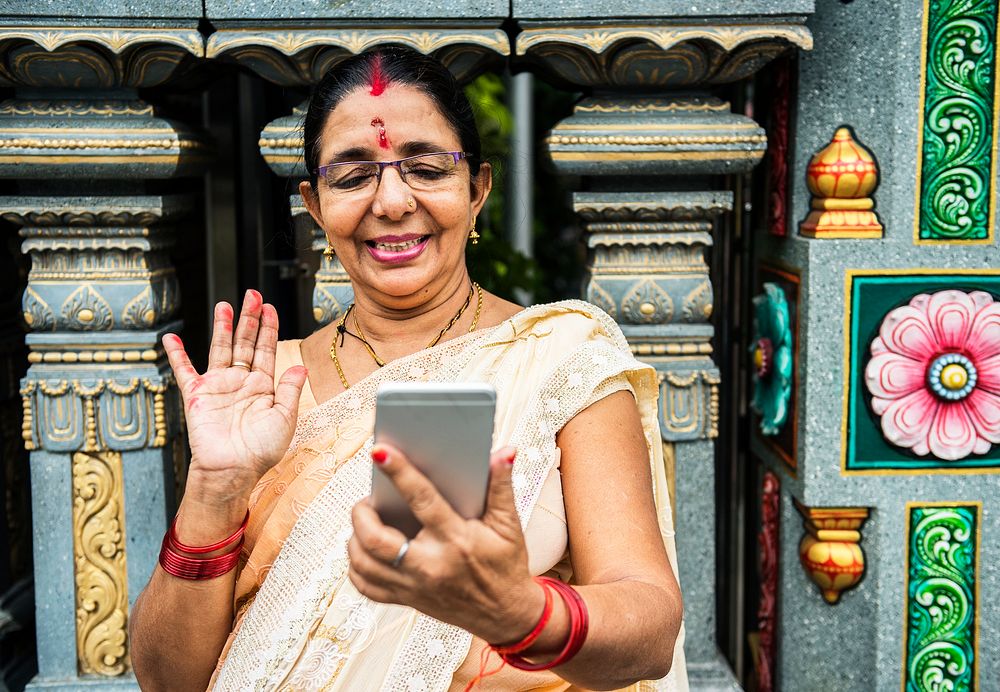 Indian woman using a mobile phone