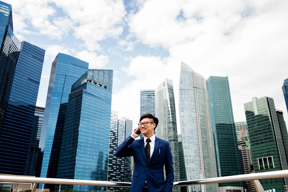 Asian businessman in a city