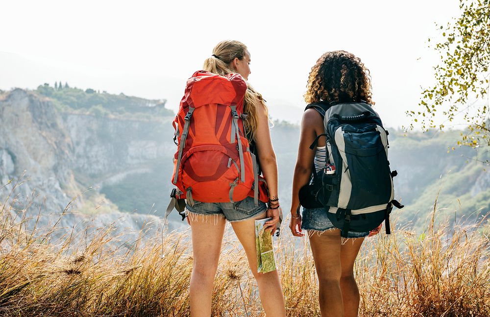 Young women traveling together