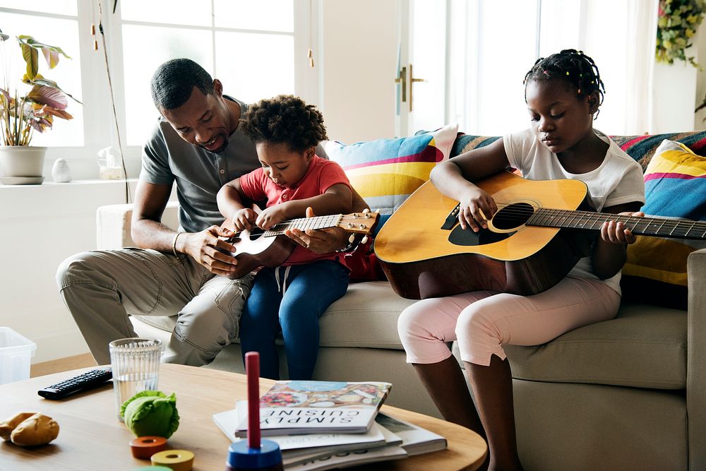 African descent family spending time together