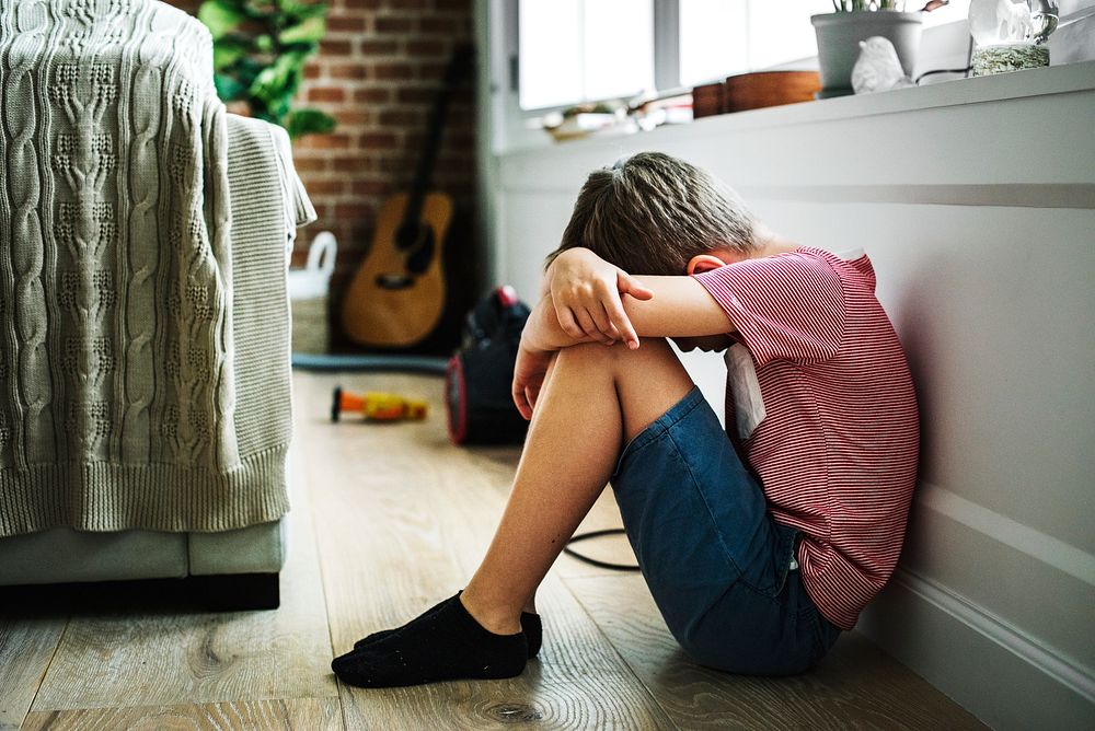 Young boy with depression