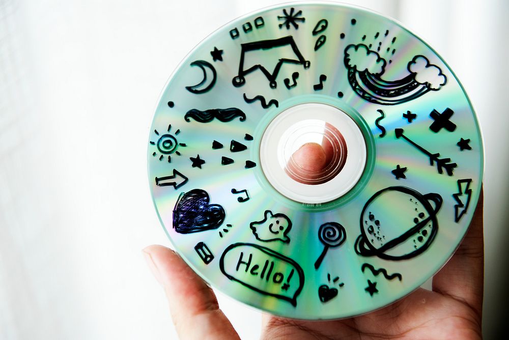 Closeup of music CD disc
