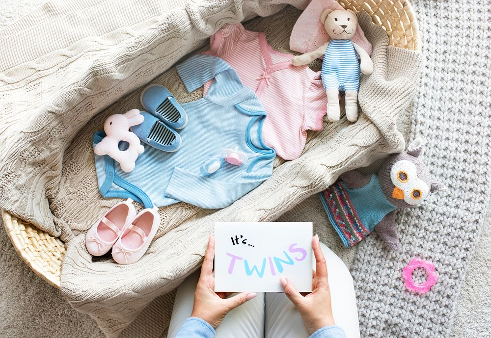 Boy and a girl baby twins baby shower concept