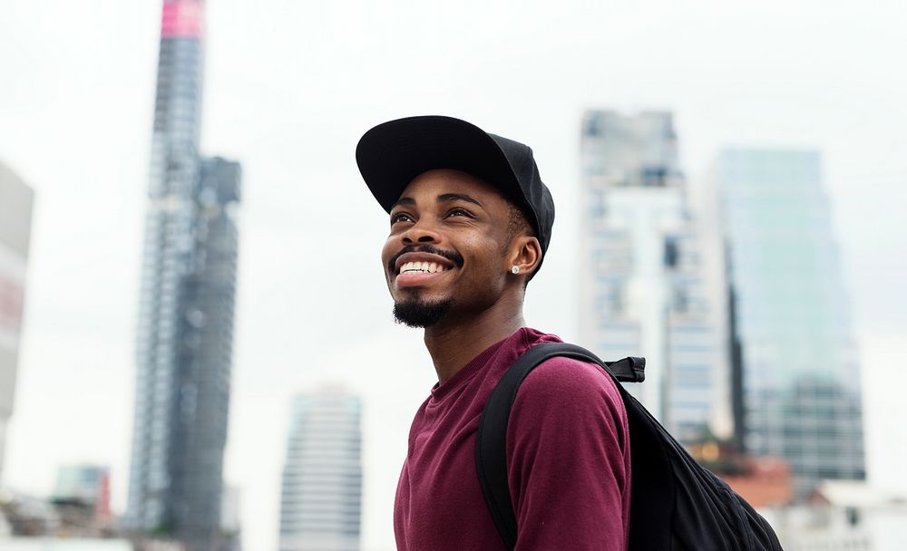 Young man exploring the city