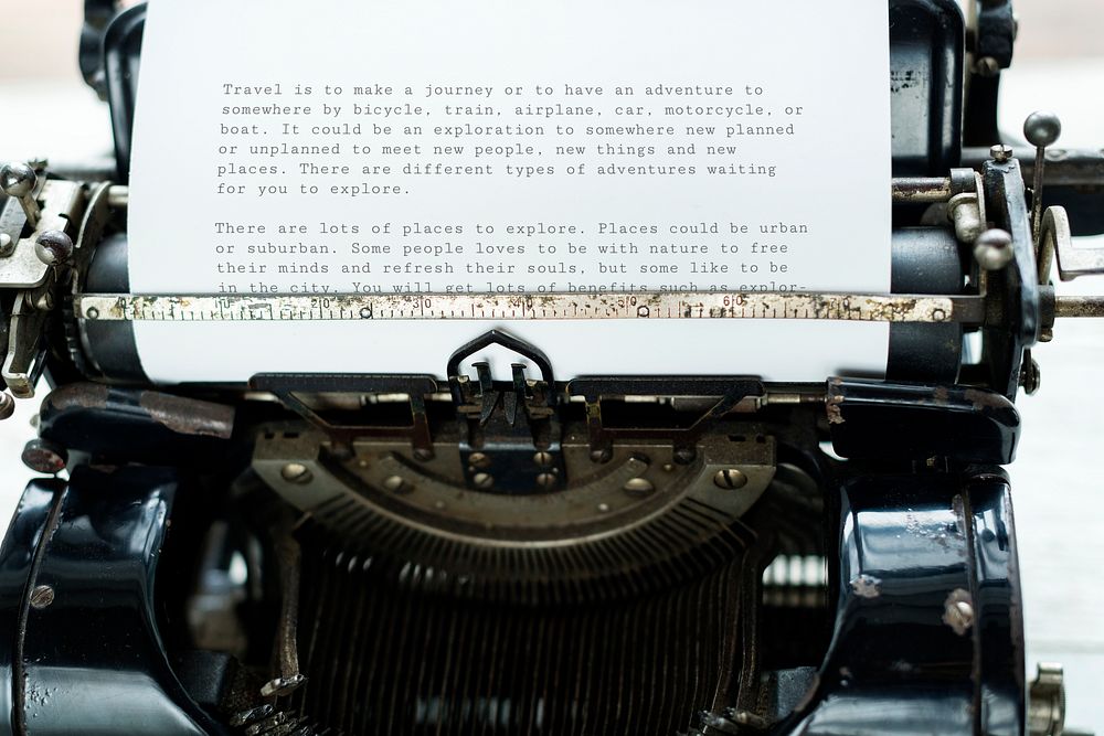 Aerial view of retro typewriter