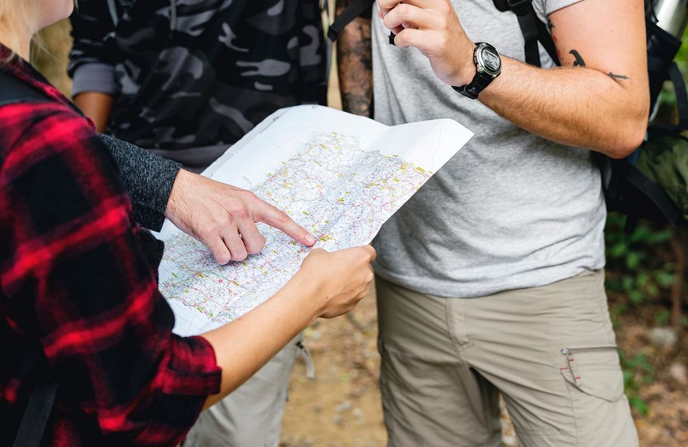 Friends checking the map for direction