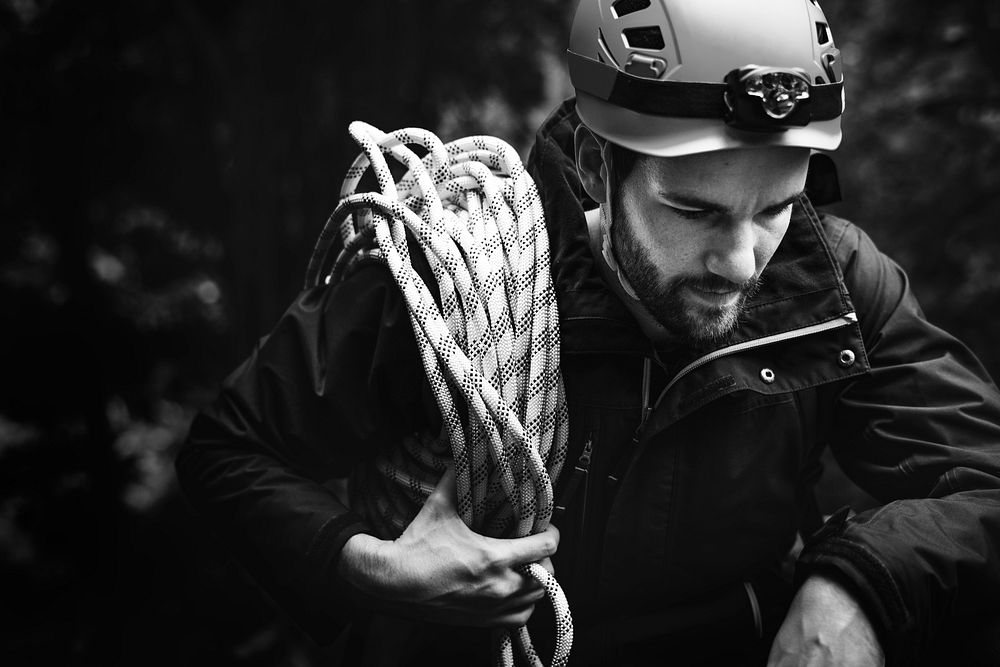Man with climbing rope
