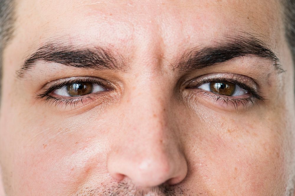 Portrait of white man closeup on eyes
