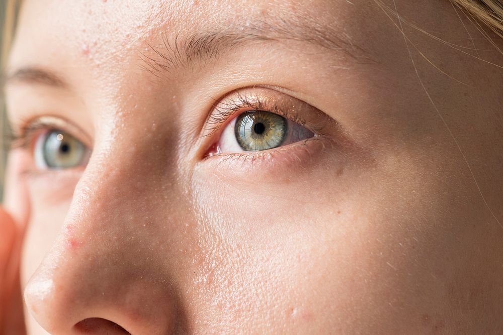 Portrait of white woman closeup on eyes