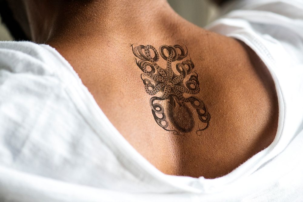 Closeup of tattooed back