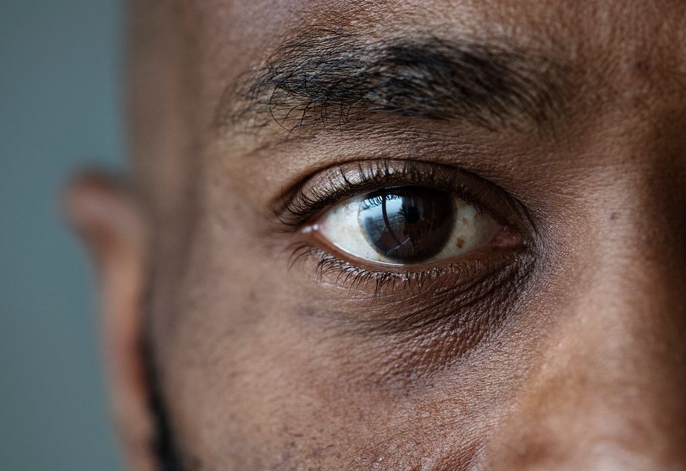 Closeup of an eye of a black man