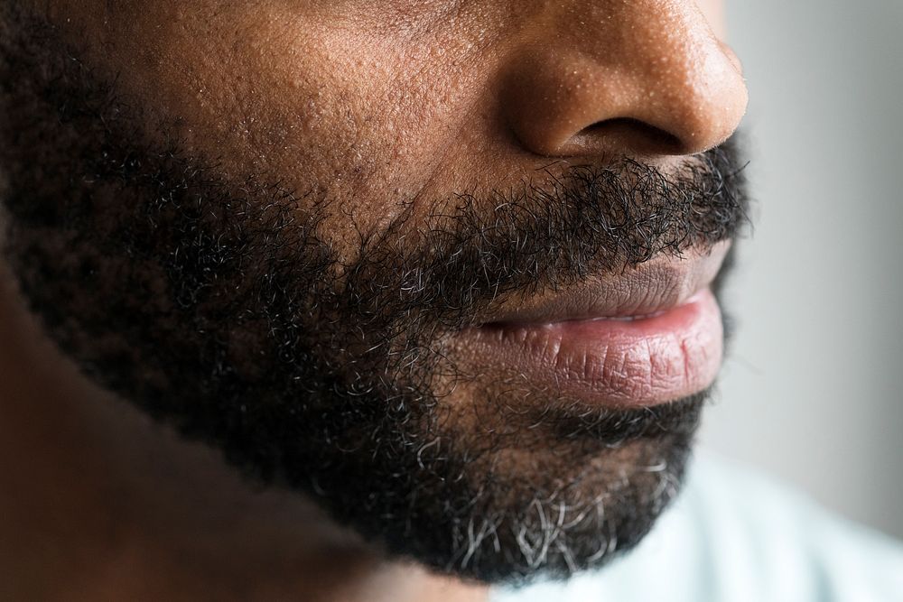 Closeup of a man's jaw and beard