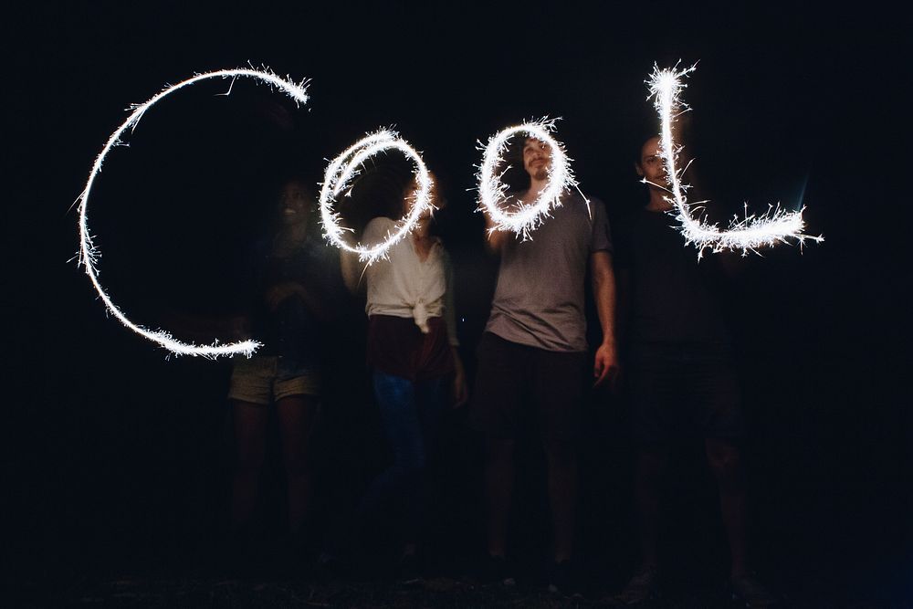 Sparklers forming the word cool