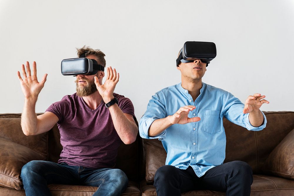 Men enjoying VR