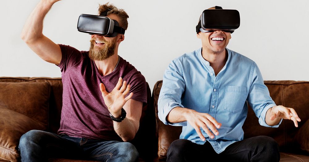Men enjoying VR