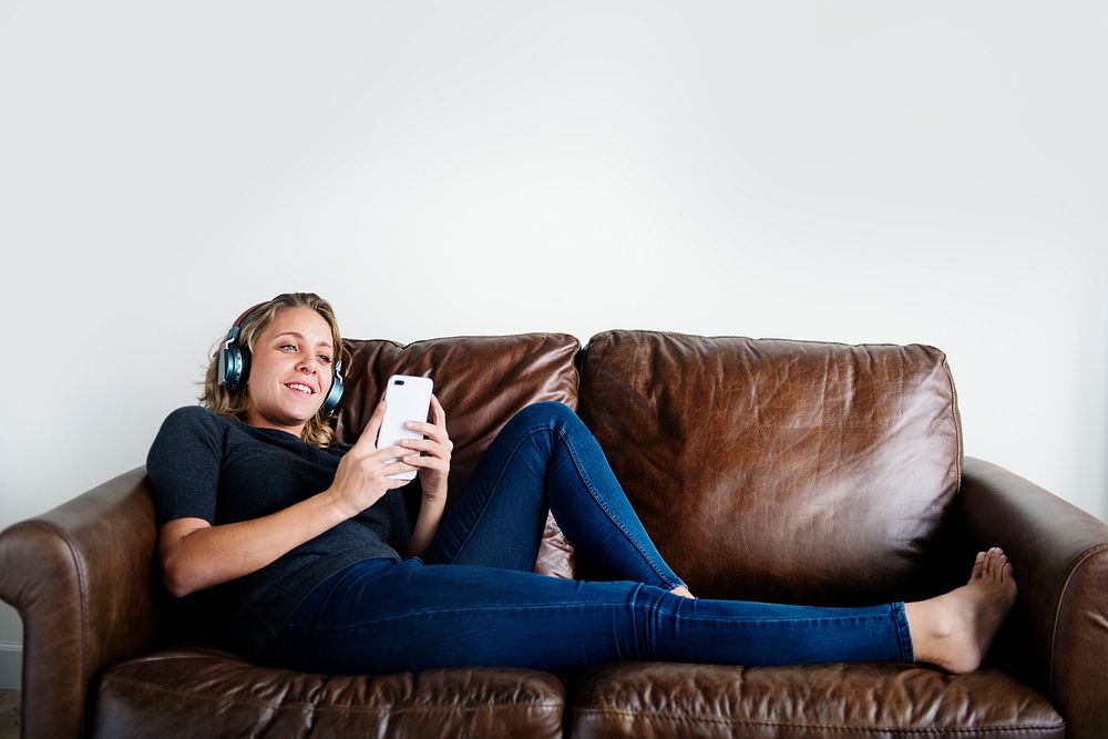 Woman enjoy listening to music