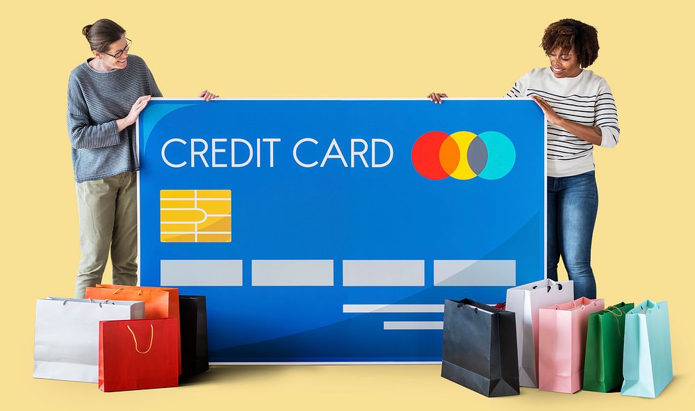 People holding a credit card
