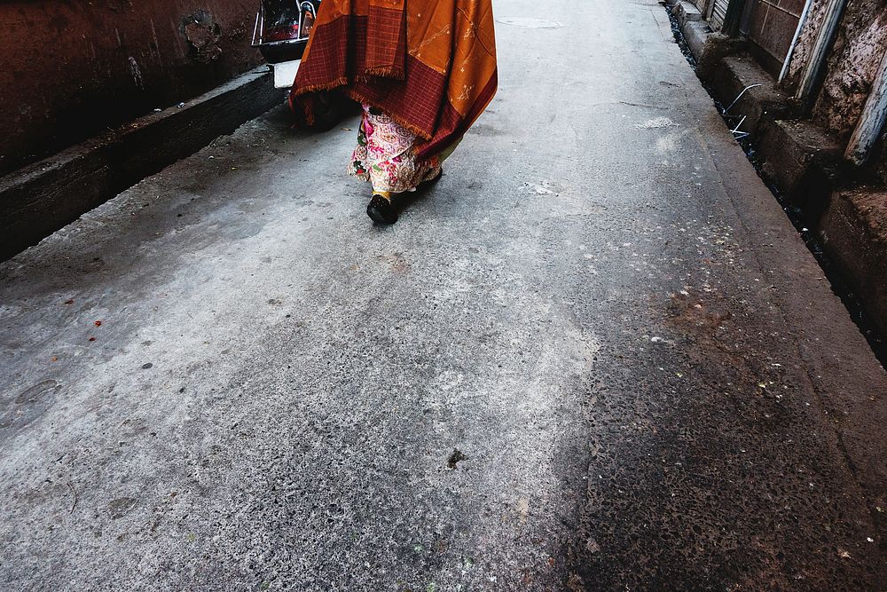 Rajasthani woman walking in the street