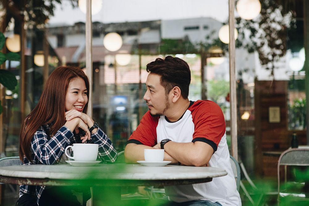 Couple enjoying a hot drink