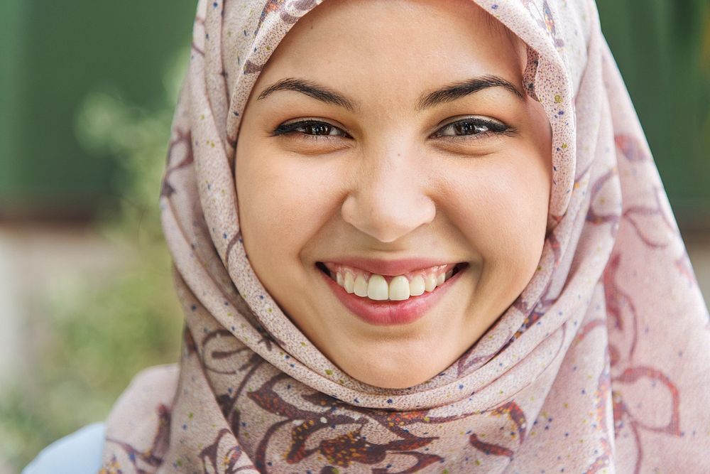 Cheerful smiling Muslim woman portrait