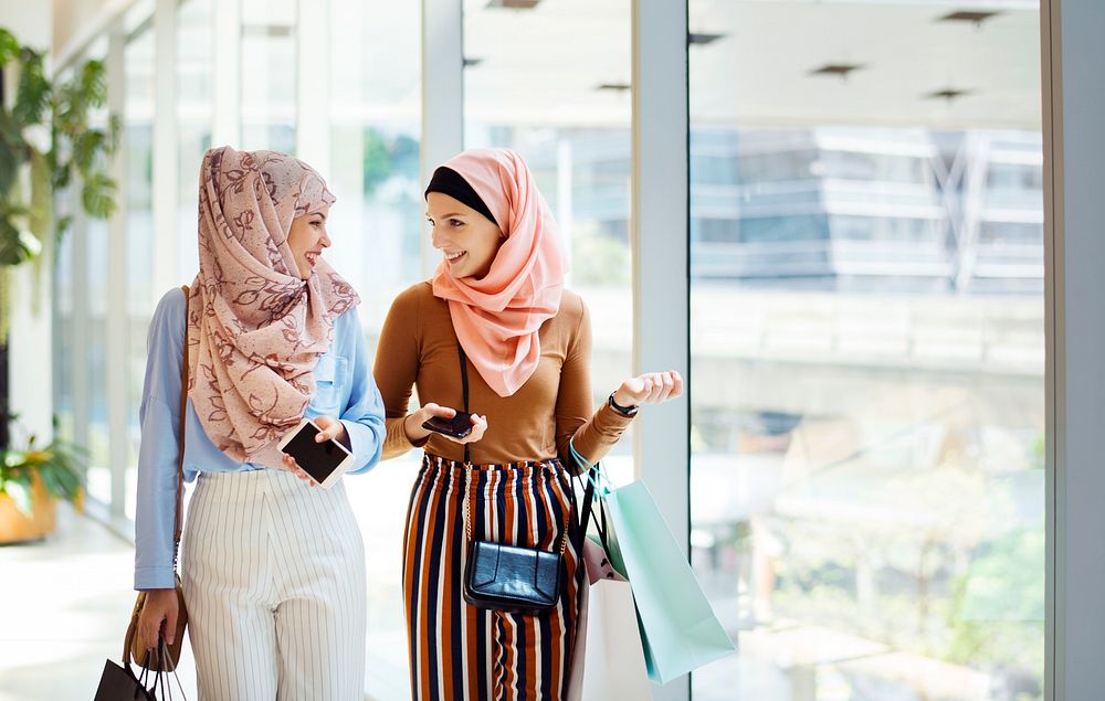 Muslim women shopping together on the weekend
