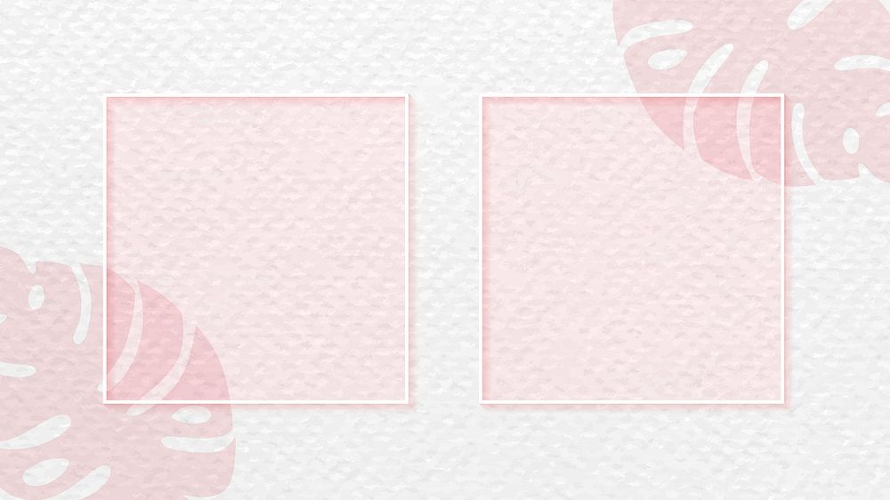 Blank frame on pink monstera patterned background vector