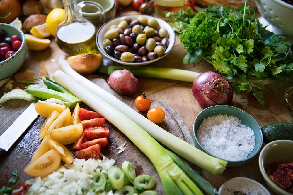 Preparation of mixed vegetable food photography recipe idea