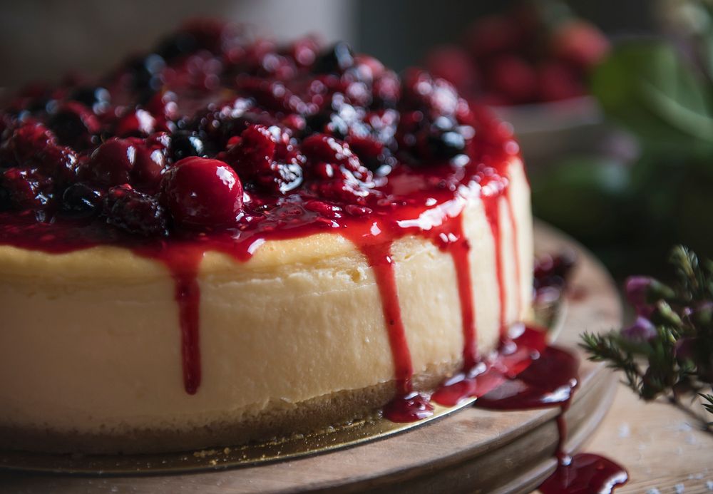 Fresh berry cheescake food photography recipe idea