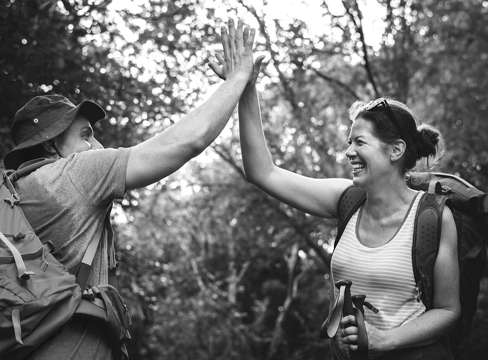 Couple giving a high five