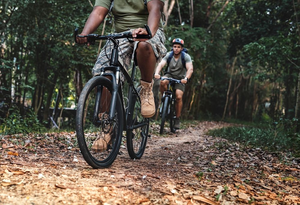 Group of friends out bicycling together