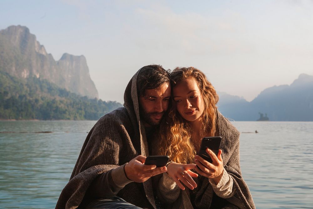 Couple staying connected through social media