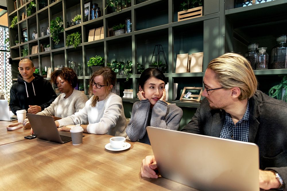 Group of diverse people having a business meeting