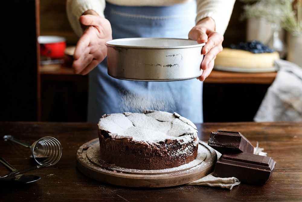 Patisserie making chocolate fudge cake photography recipe idea