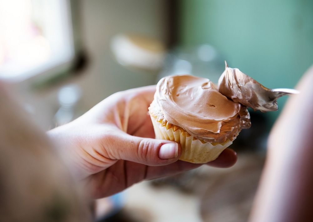 Chocolate cupcake food photography recipe idea