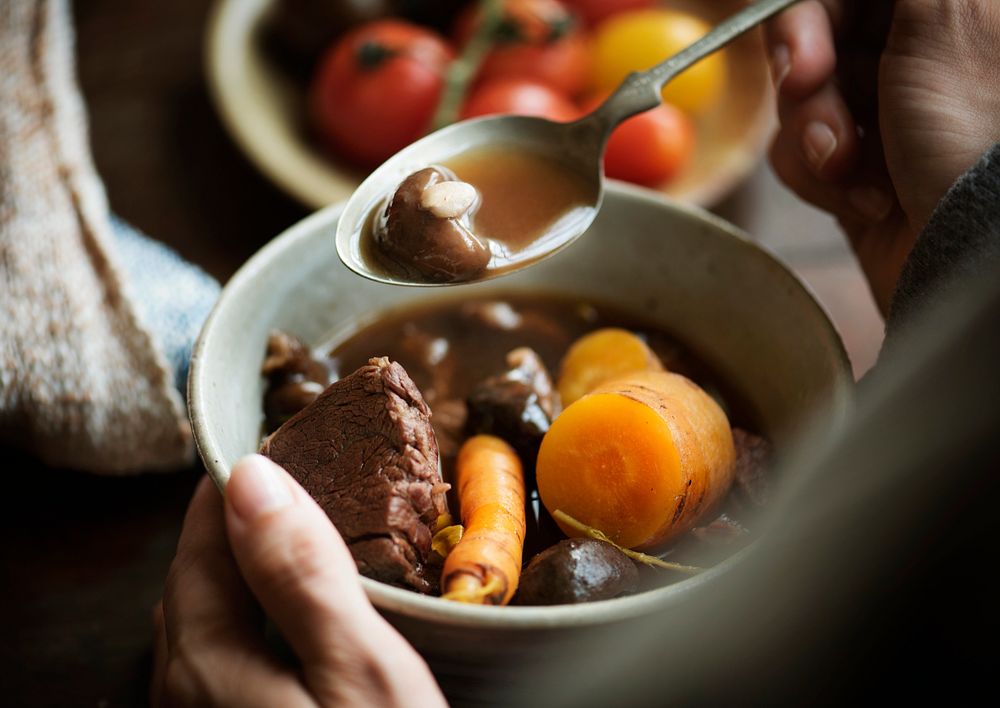 Homemade beef stew food photography recipe idea