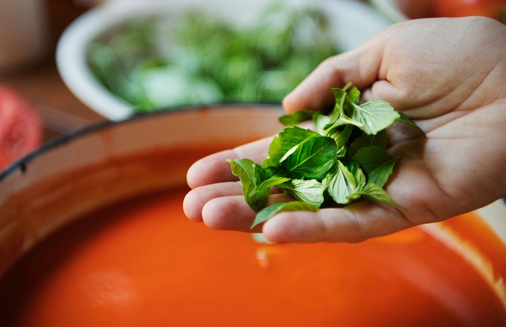 Creamy tomato sauce food photography recipe idea