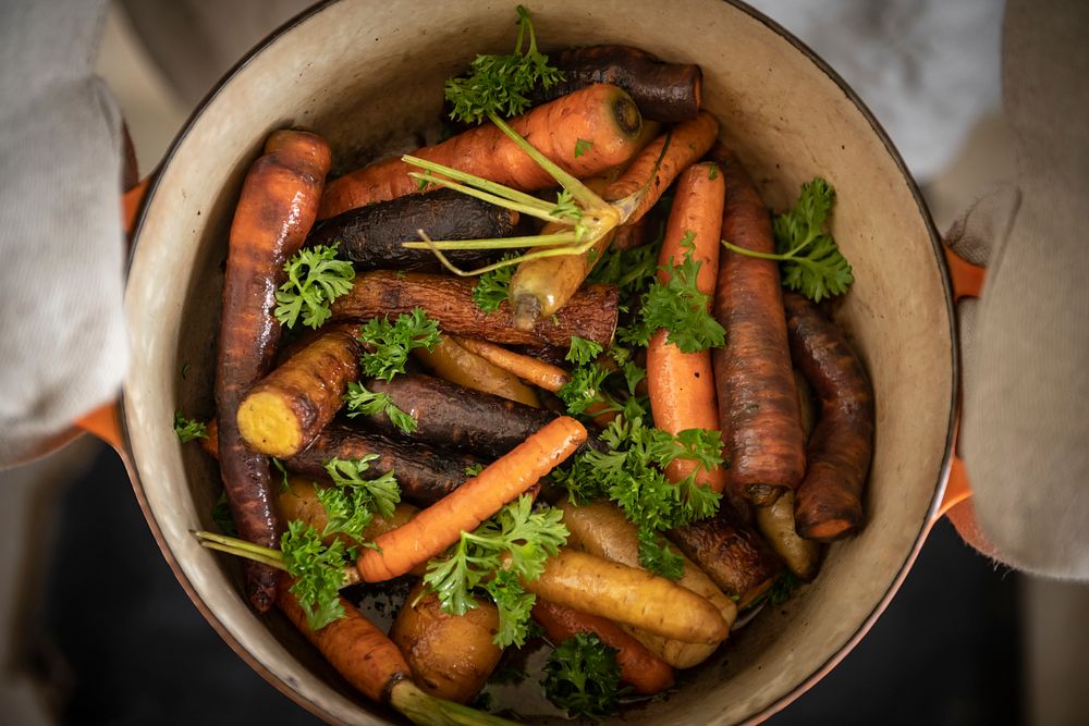 Steamed carrots food photography recipe idea