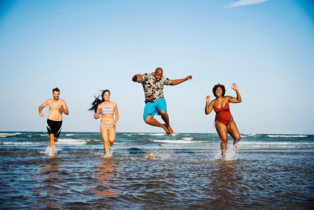 Friends having fun on the beach