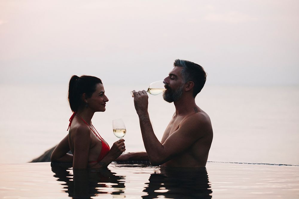 Couple enjoying a romantic sunset