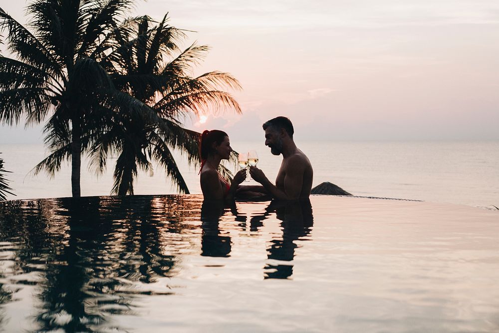 Couple enjoying a romantic sunset