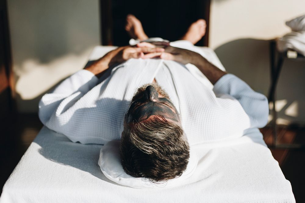 Man relaxing at a beauty spa