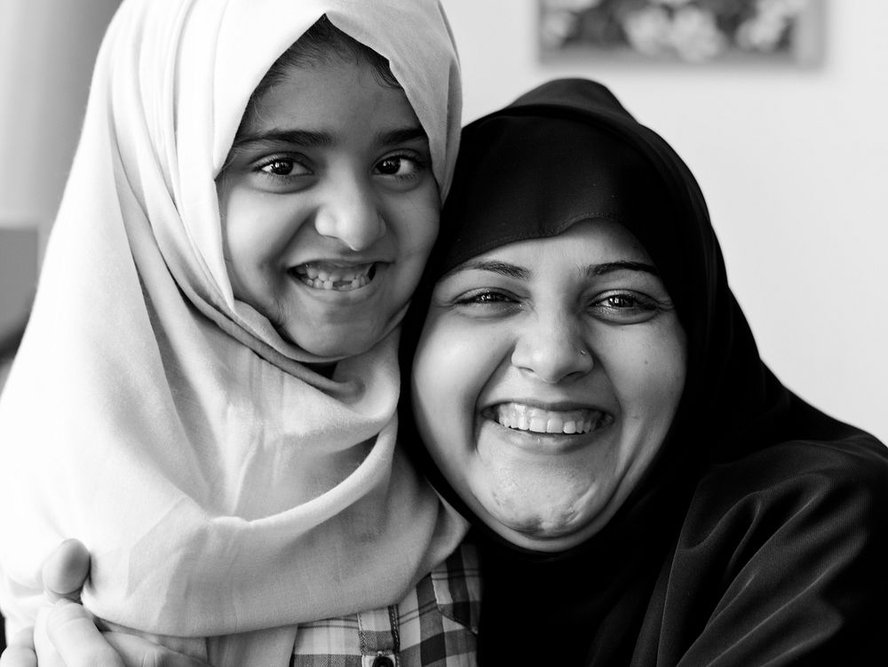 Sweet Muslim mother and daughter