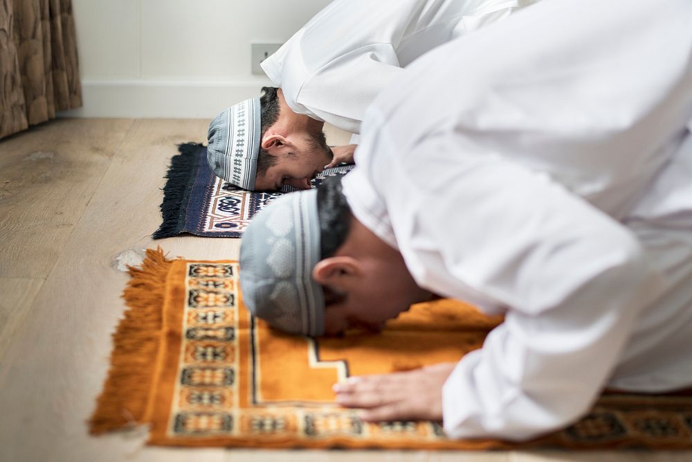 Muslim prayers in Sujud posture