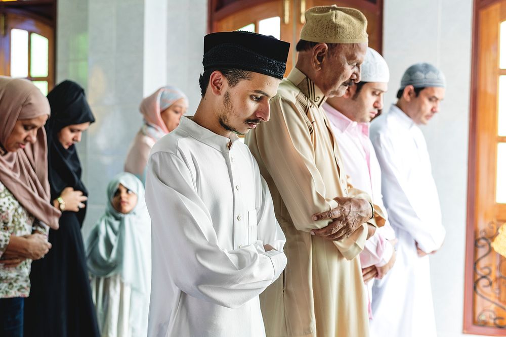 Muslim prayers in Qiyaam posture