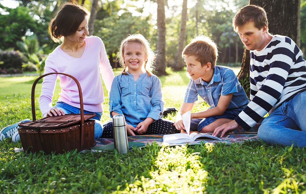 Family having a picnic in the park
