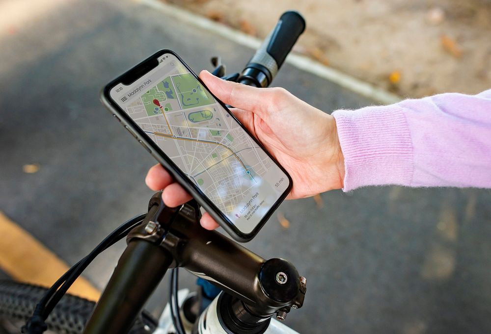 Navigation map on a smartphone screen